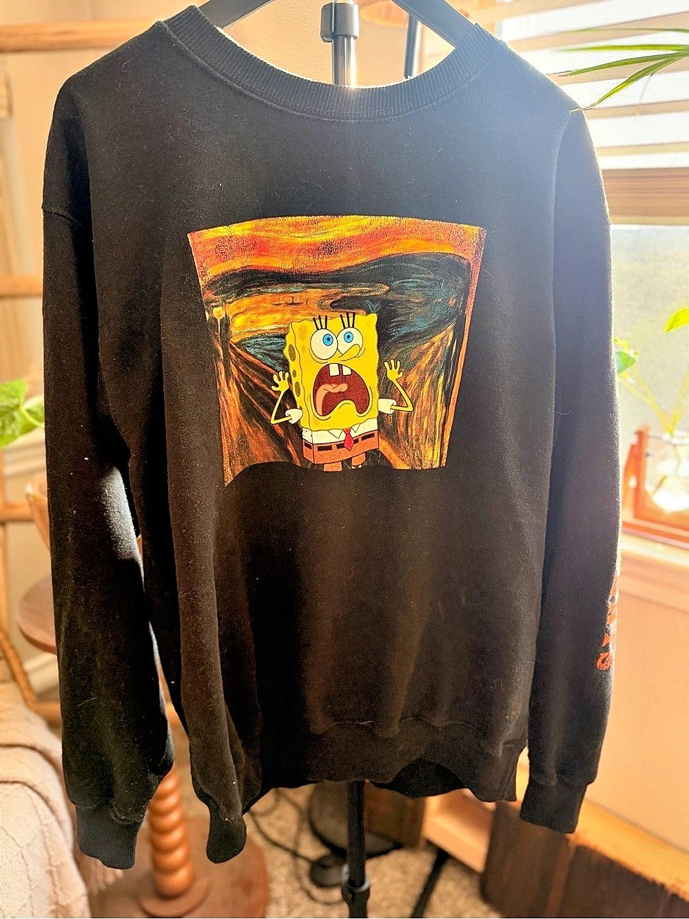 Nickelodeon SpongeBob The Scream Crewneck Sweatshirt Black L